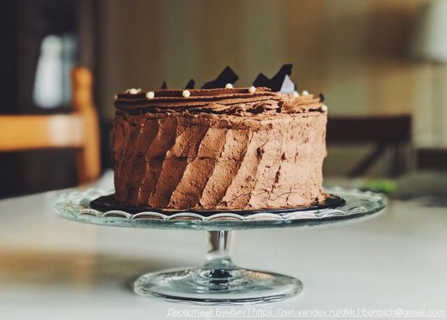 הנה עוגה יכולה להתבצע של עוגת ספוג שוקולד עם קרם שוקולד