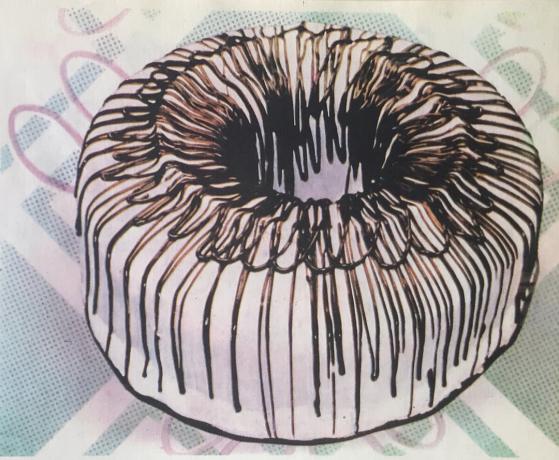 עוגה "טבעת". תמונה מתוך הספר "הפקה של מאפים ועוגות," 1976